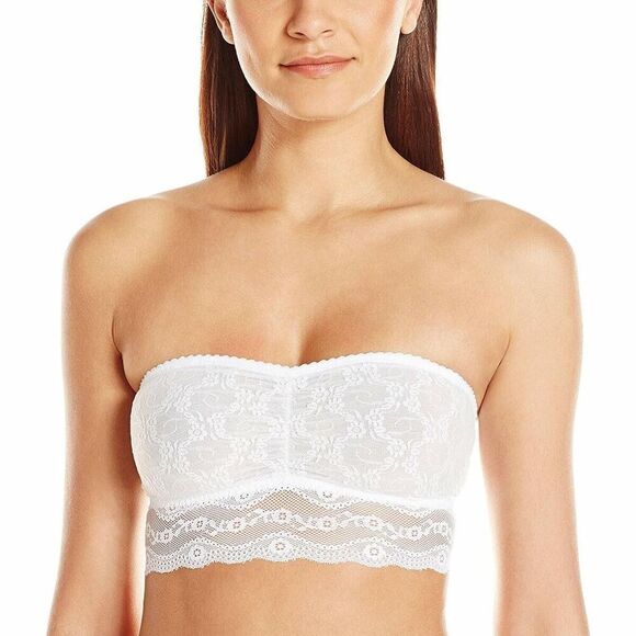 b.tempt'd Womens Lace Kiss Bandeau Bra NWT size medium white - Picture 1 of 8